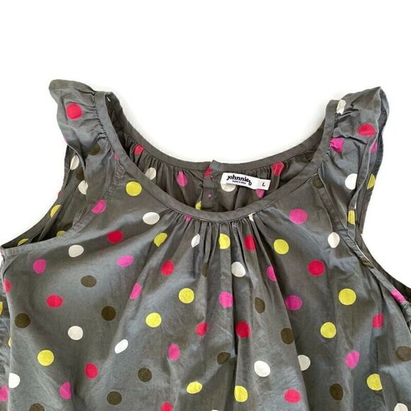 Johnnie B. Mini Boden Polka Dot Sleeveless Swing Top Gray Kid’s L - Picture 3 of 12